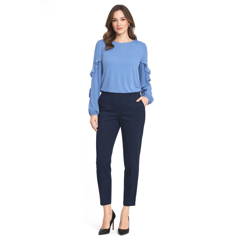 Ann Taylor Blue Ruffle Sleeve Crew Neck‎ Long Sleeve Top S Cottagecore 100-00